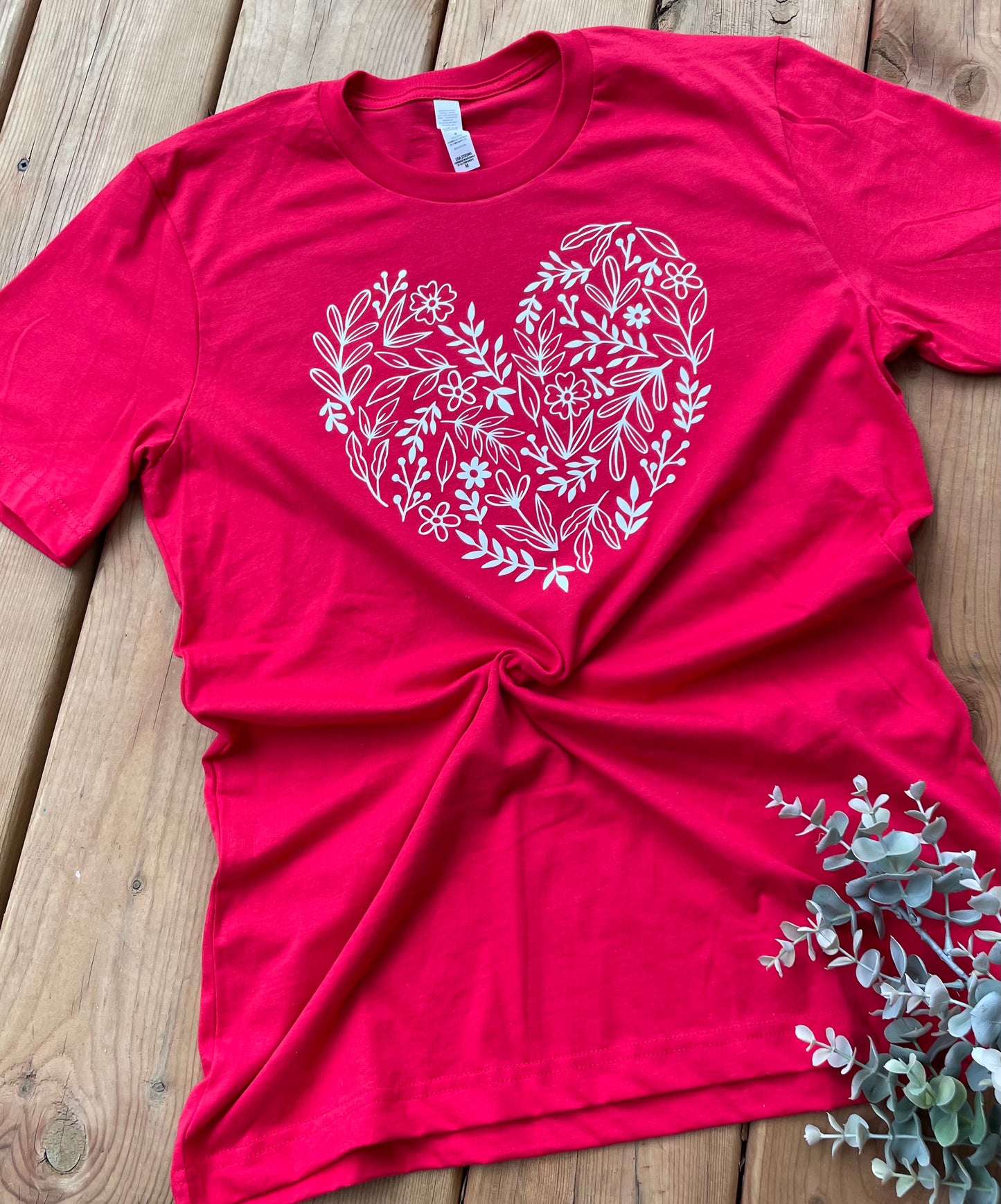 TCK-80 Floral Heart Basic Tee - Red