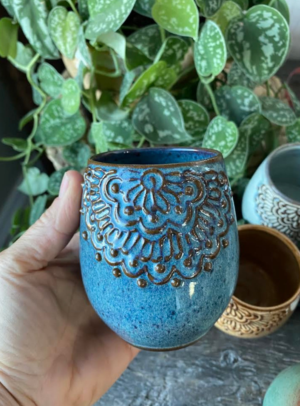 MTR Pottery Wine Cup - Blue