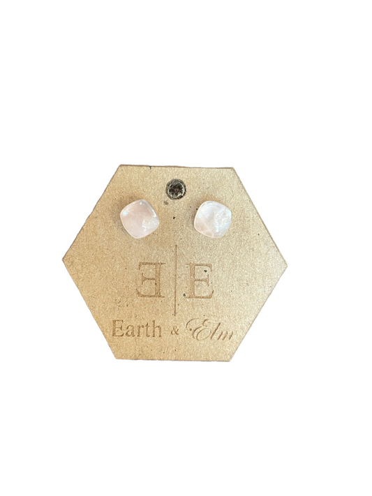 EAE-43 “8x8 Rose Quartz Cushion” Earrings
