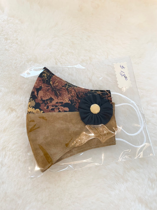YE-22 Tan Mask with Button Flower