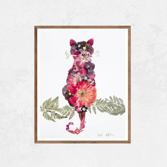 OFC - Carl Cat Pressed Flower Art Print (8/10”)