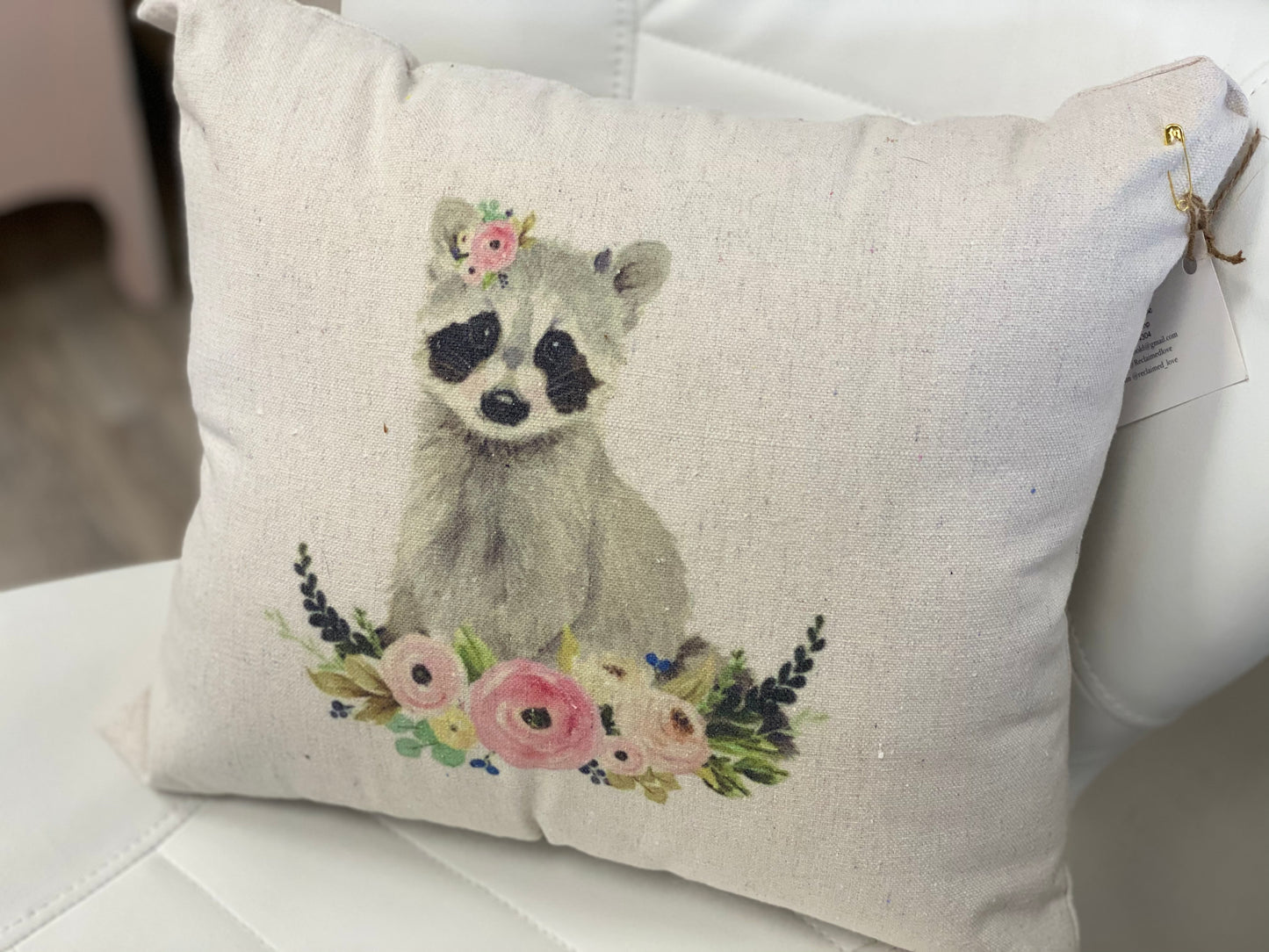 RCL-1 Floral Racoon Pillow