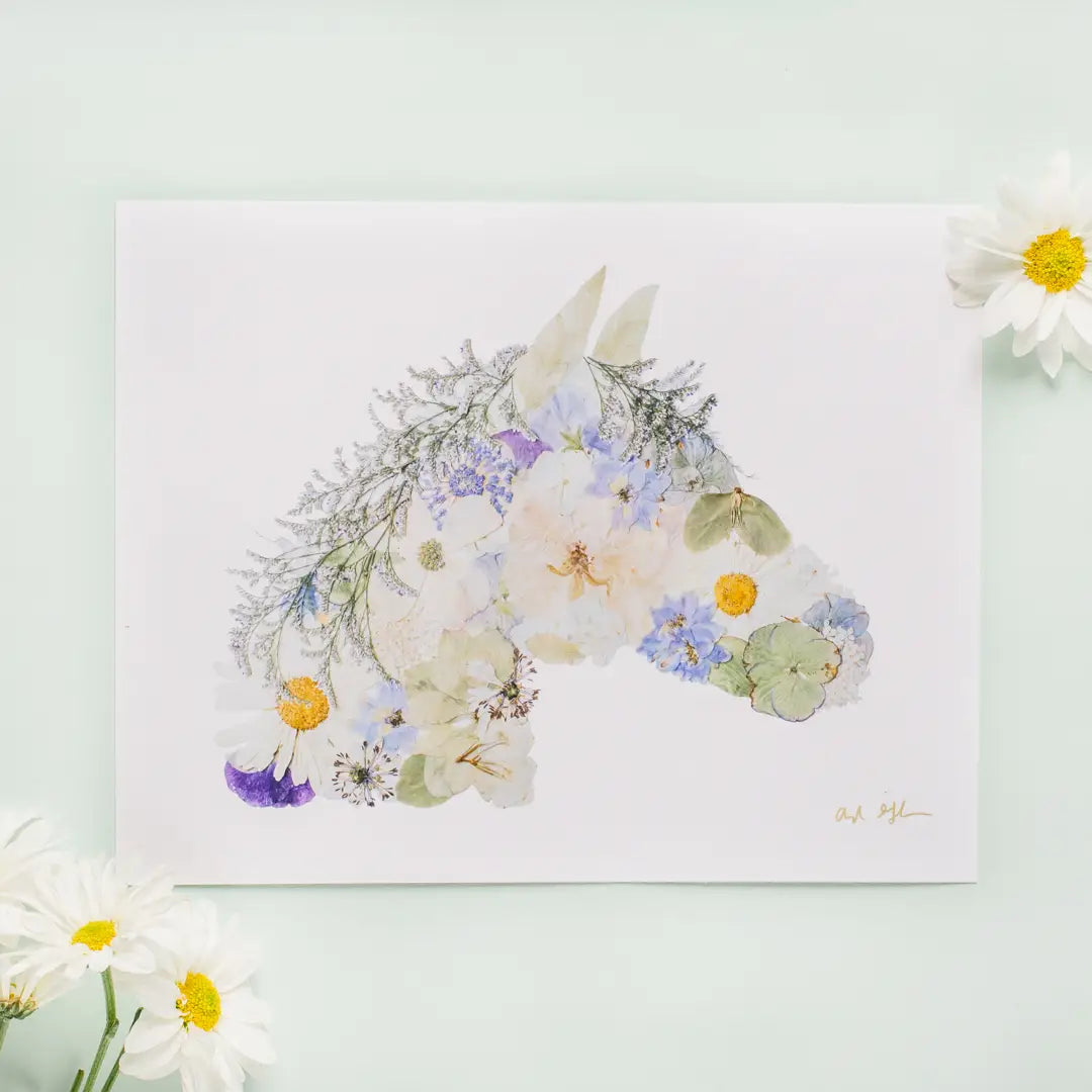 OFC - Horse Head Pressed Flower Art Print (8/10”)