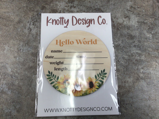 KDC Wooden Birth Announcement “Sunflowers”